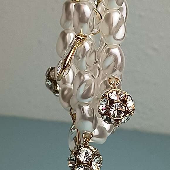 Lilly Pulitzer Statement Necklace 3 Strand Dreamy Pearl In Resort White Casual - Picture 12 of 13